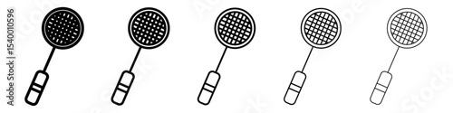 Badminton racquet icon isolated vector on white background set
