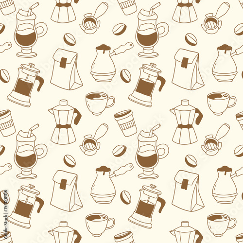 Background with hand-drawn coffee doodles