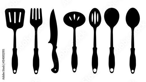 Cutlery set silhouette kitchen silhouette set