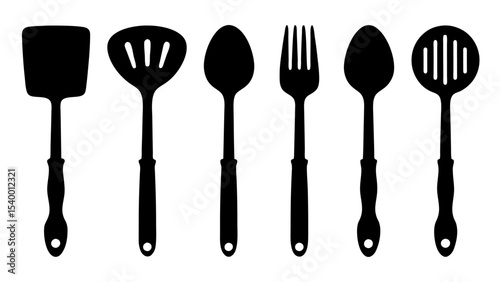 Cutlery set silhouette kitchen silhouette set