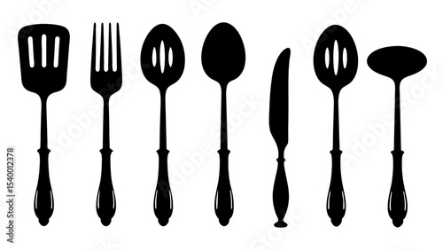 Cutlery set silhouette kitchen silhouette set
