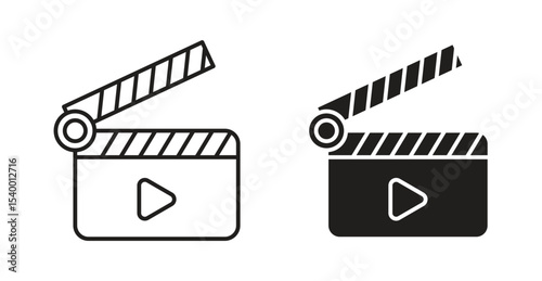 Film clapperboard icon Logos. Flat Vector Icon Design Template