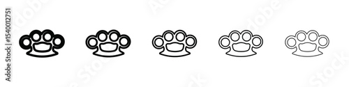 brass knuckles icon isolated vector on white background set