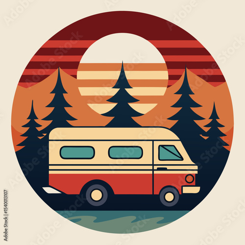 vintage camper van parked near a lake inside 