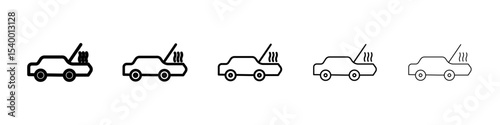 Broken car with open hood icon isolated vector on white background set