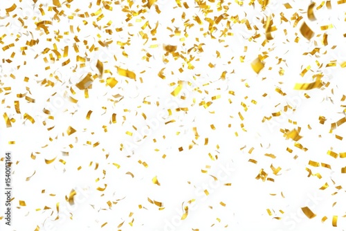Abstract background party celebration gold confetti flying isolated on white background for design