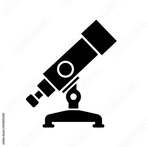 Astrophotographer telescope icon in black silhouette on white background  