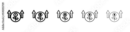 Business Investments growth Icon isolated vector on white background set