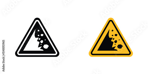 Falling rocks or debris warning road sign
