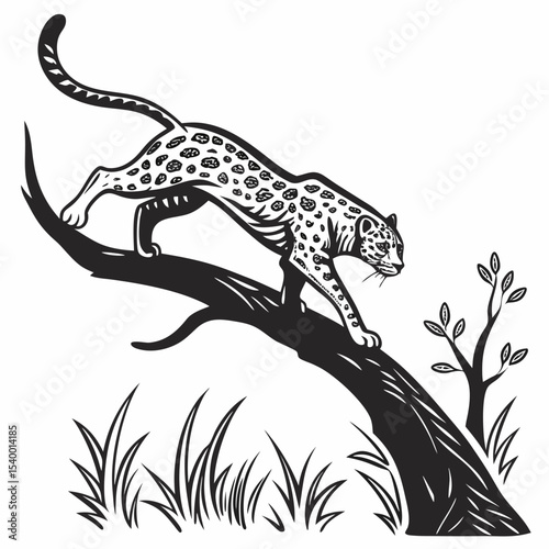 leopard on a branch