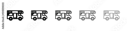 camping car icon isolated vector on white background set