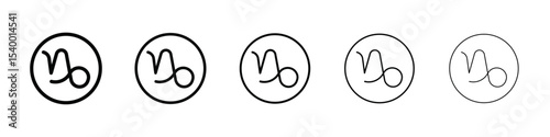 capricorn zodiac sign icon isolated vector on white background set