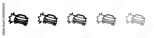 car Accident icon isolated vector on white background set