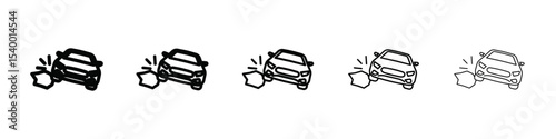 car Accident icon isolated vector on white background set