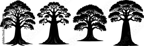 Silhouette of Diverse Trees with Varying Shapes and Sizes