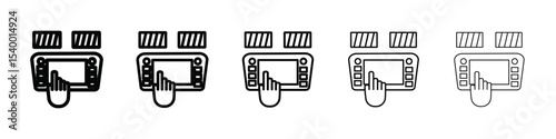 Car with touchscreen display icon isolated vector on white background set