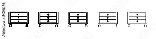 Chest of drawers icon isolated vector on white background set