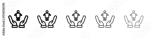child protection icon isolated vector on white background set