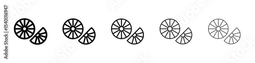 Citrus, lemon, lime, orange, tangerine slice icon isolated vector on white background set
