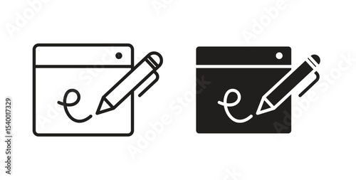 Electronic signature icon Logos. Flat Vector Icon Design Template