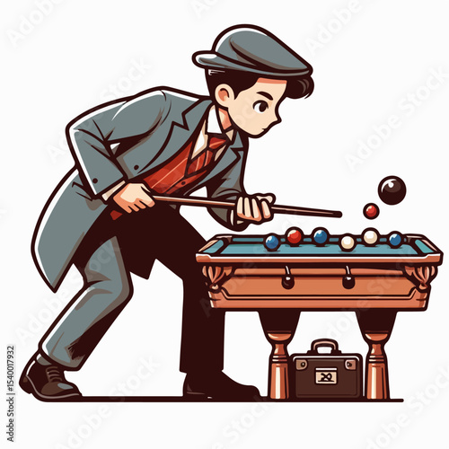 illustration of someone playing billiards