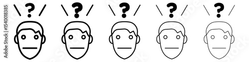Confusing man icon isolated vector on white background set