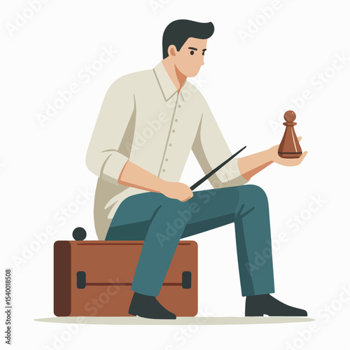 illustration of someone playing chess