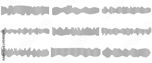 Audio Sound Wave Icons Set  Voice Message, Music Player, Podcast Equalizer, Radio Signal   Recording Line Vecto