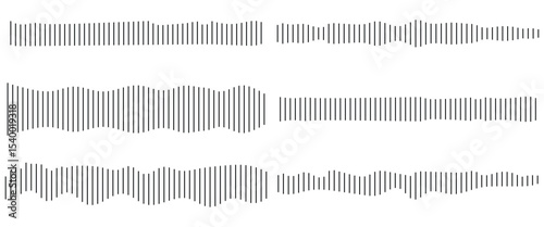 Audio Sound Wave Icons Set  Voice Message, Music Player, Podcast Equalizer, Radio Signal   Recording Line Vecto