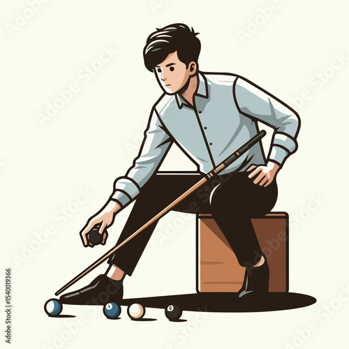 illustration of someone playing billiards