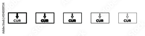 CUR File Document Icon isolated vector on white background set