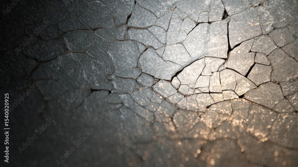 Obraz premium Close-up of a cracked surface. the cracks are deep and wide, with some areas appearing darker and others lighter. the texture of the surface appears to be rough and uneven.