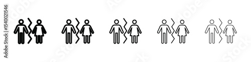 Divorce icon isolated vector on white background set