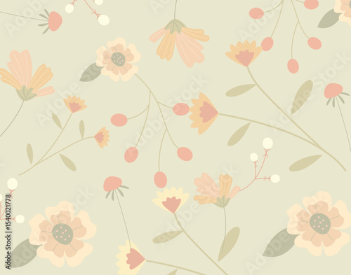 Floral background in calm colors. Vector illustration