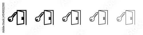 Door key icon isolated vector on white background set