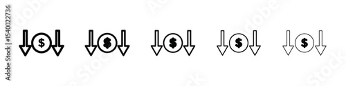 Economic Loss icon isolated vector on white background set