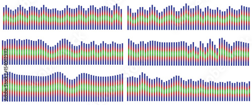 Audio Sound Wave Icons Set  Voice Message, Music Player, Podcast Equalizer, Radio Signal   Recording Line Vecto