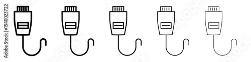 ethernet cable plug icon isolated vector on white background set