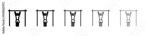 exercise hang bar icon isolated vector on white background set