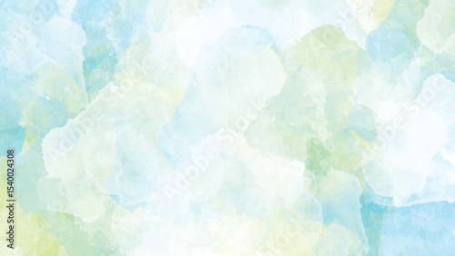 Abstract Watercolor Background Pastel Blue Green White Soft Cloudscape Texture Design Element vector