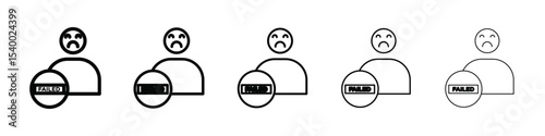 Fail or failure icon isolated vector on white background set