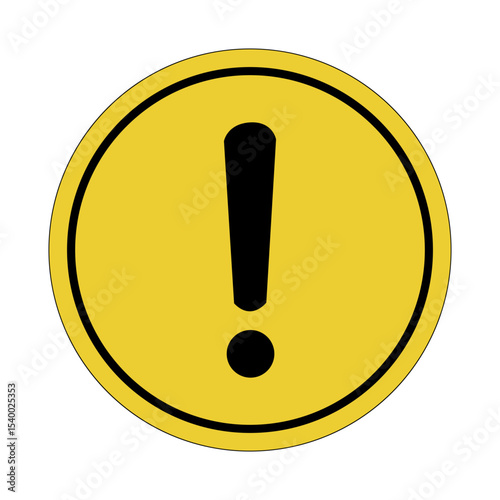 Warning sign with exclamation mark. Symbol of danger and increased attention, Yellow circle sticker. Warning icon. Sign yellow. Circle label.