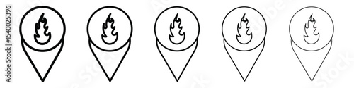 fire location icon isolated vector on white background set