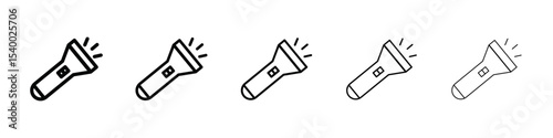 Flashlight icon isolated vector on white background set