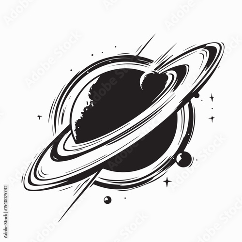 Space Planet Saturn Vector Illustration on white background.