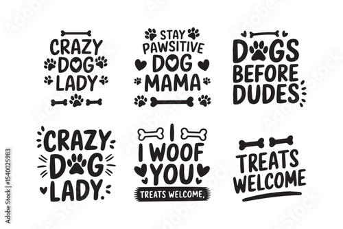 Funny Dog Lover Quotes Bundle – Pet Mom Typography Clipart Set