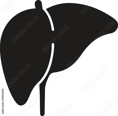 Human liver silhouette icon  vector illustration on transparent background.