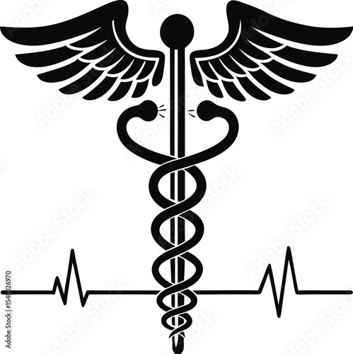A bold, black-and-white vector-style medical emblem.
