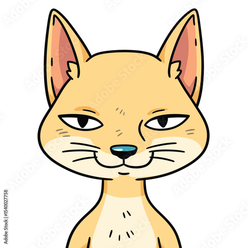 Funny sly fox portrait in cartoon style, vector illustration.