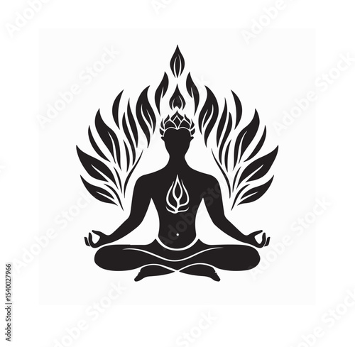 Human and Lotus Concept Design Yoga Design Logo Vector Isolated on white background.